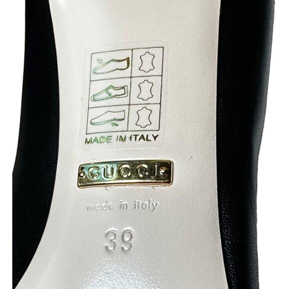 Gucci NIB Molina Black Nappa Pointed Toe Heart Heels Pumps 39 NEW - Picture 7 of 8